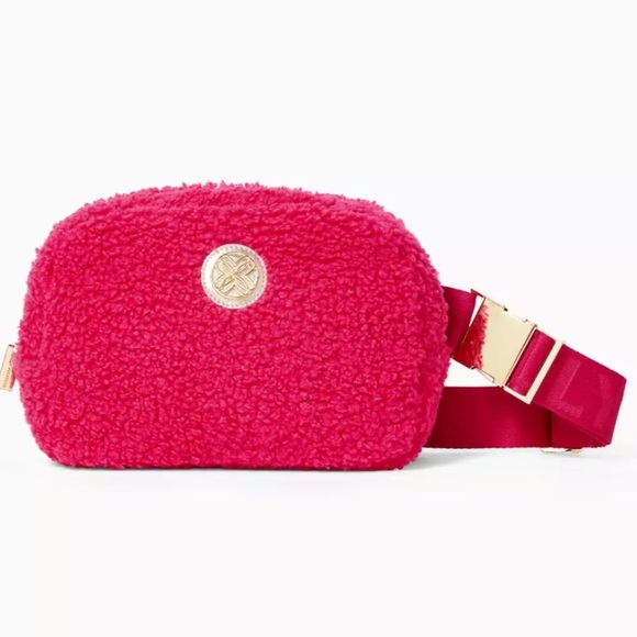 Lilly Pulitzer Handbags - Lilly Pulitzer Jeanie Sherpa Belt Bag in Raspberry Rouge